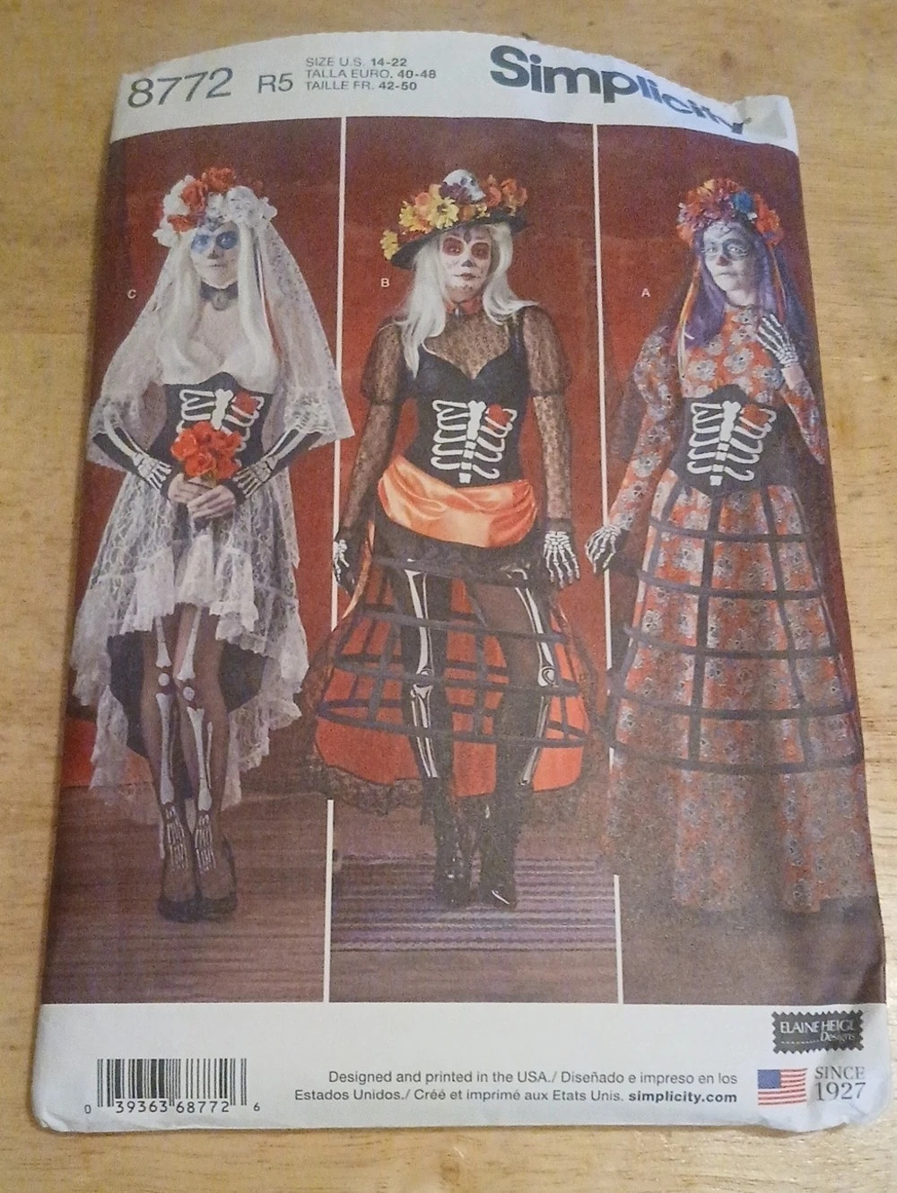 Simplicity 8772 Day of the Dead Misses' Costume Pattern Size 14-22